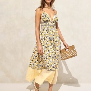 J. Crew Cotton voile plunge maxi dress in daffodil daze